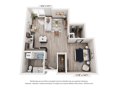 Floor plan for studio, 1 bath, 795 sqft